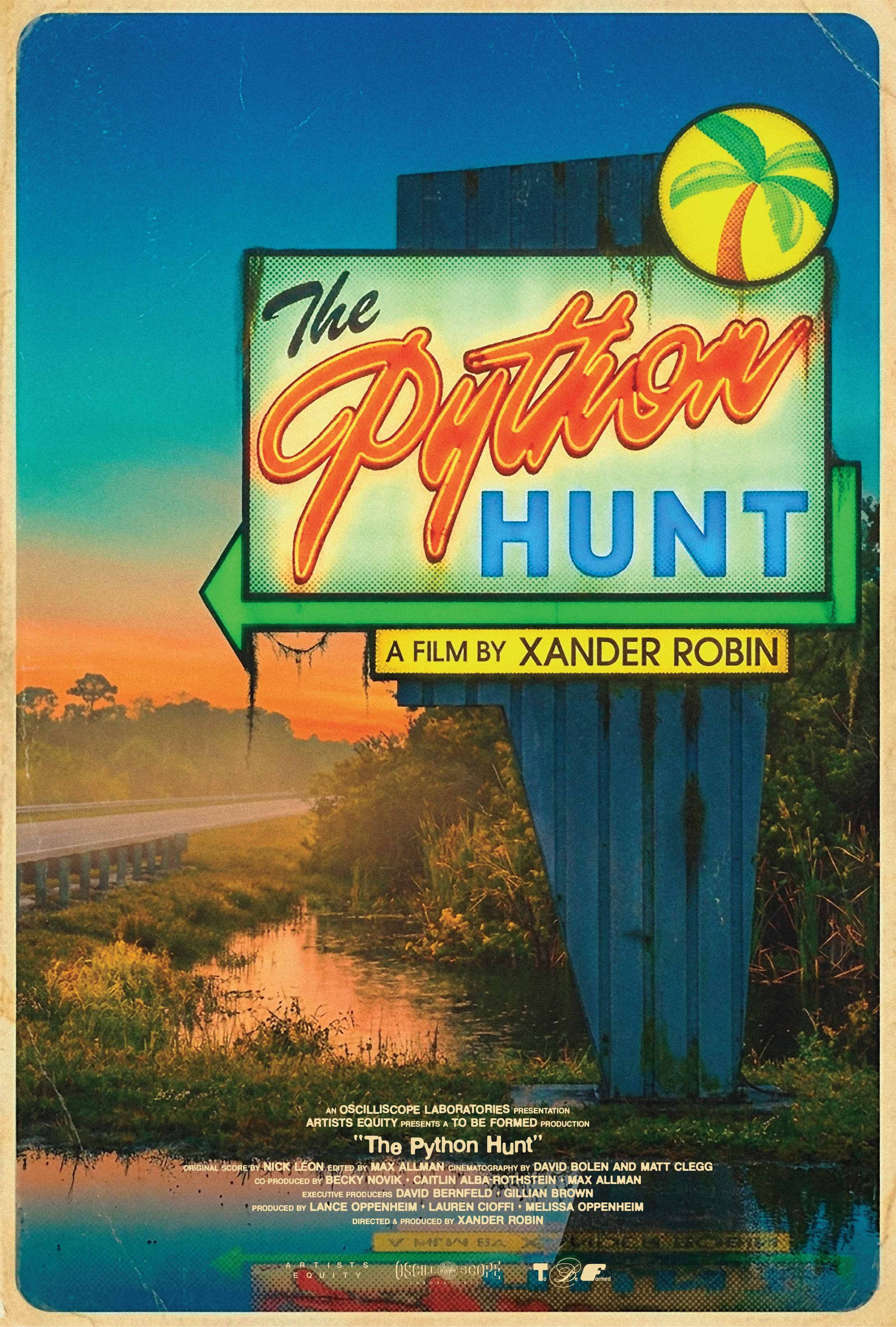 Python Hunt postcard featuring the film's vintage Florida roadside neon sign poster art